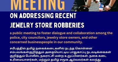 CTCC is organizing a public meeting-Tamil jewelry stores safety and security of businesses-live